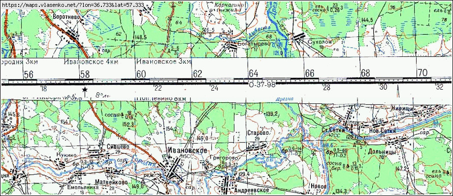 Старая карта рамешковского района