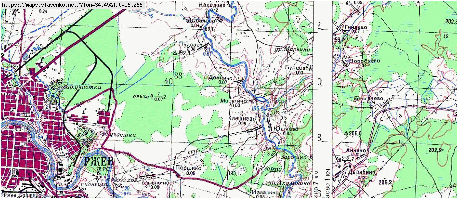 Старинная карта ржевского района тверской области