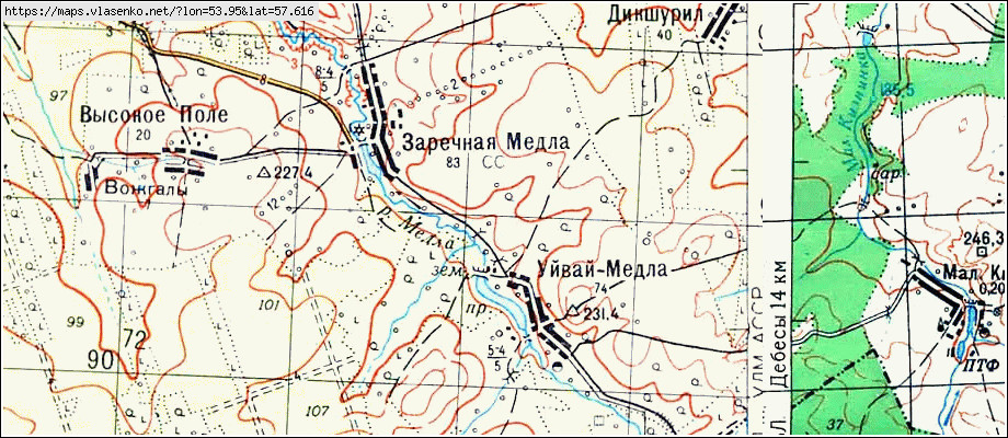 Карта дебесского района удмуртии с деревнями и реками