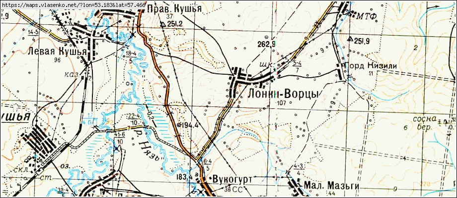 Карта игринского района с деревнями и дорогами со спутника в реальном времени