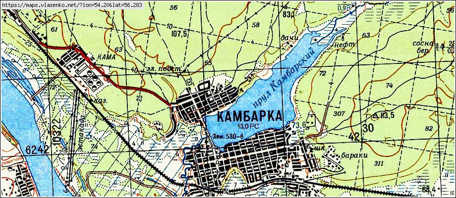 Карта КАМБАРКА, Удмуртская Республика область, Камбарский район