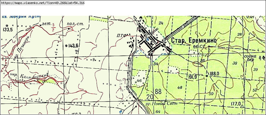 Топографическая карта ульяновской области 1949