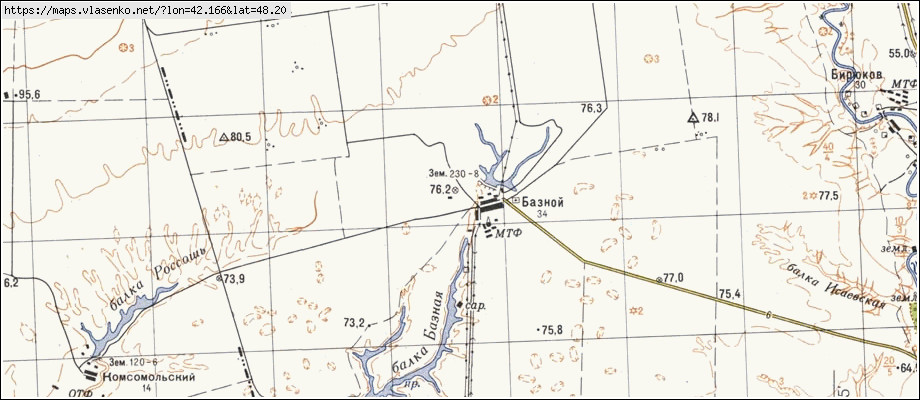 Карта БАЗНОЙ, Волгоградская область, Чернышковский район