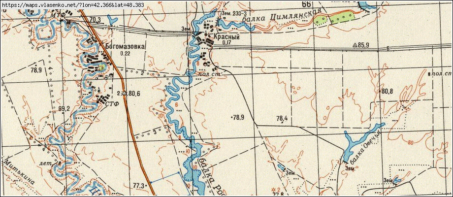 Карта КРАСНЫЙ, Волгоградская область, Чернышковский район