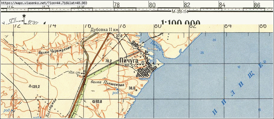 Карта ПИЧУГА, Волгоградская область, Дубовский район