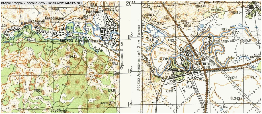 Карта ГУЛЯЕВКА, Волгоградская область, Фроловский район