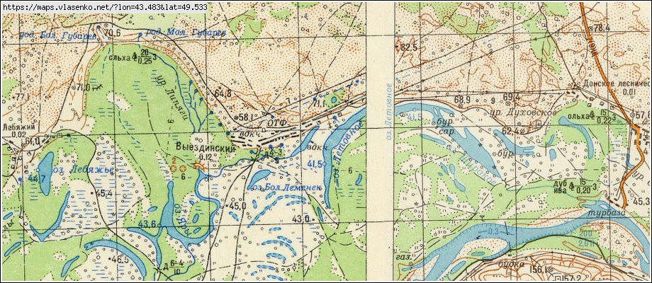 Карта ВЫЕЗДИНСКИЙ, Волгоградская область, Фроловский район