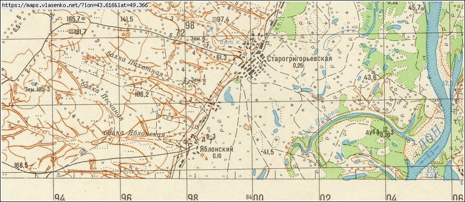 Карта СТАРОГРИГОРЬЕВСКАЯ, Волгоградская область, Иловлинский район