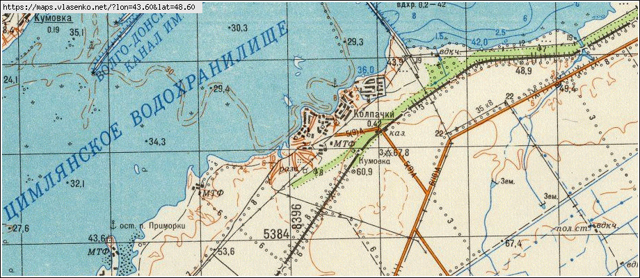 Карта КОЛПАЧКИ, Волгоградская область, Калачевский район
