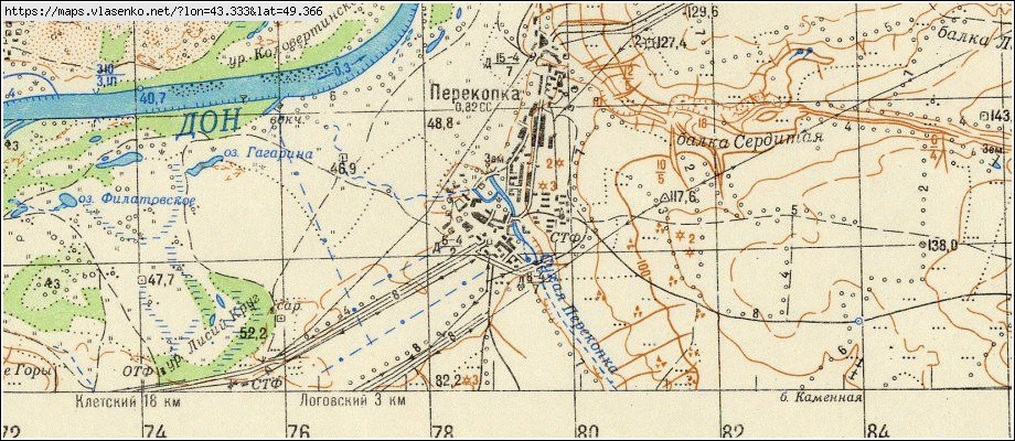Карта ПЕРЕКОПКА, Волгоградская область, Клетский район