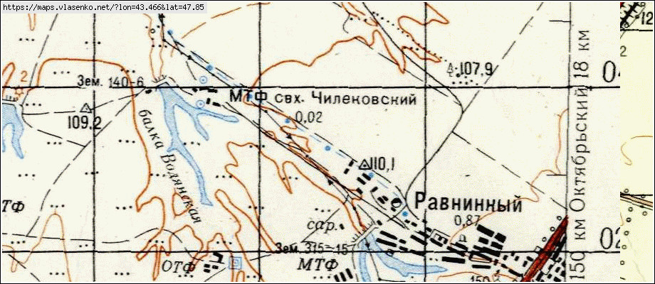 Карта РАВНИННЫЙ, Волгоградская область, Котельниковский район