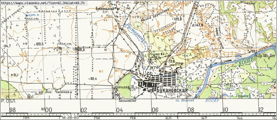 Карта БУКАНОВСКАЯ, Волгоградская область, Кумылженский район