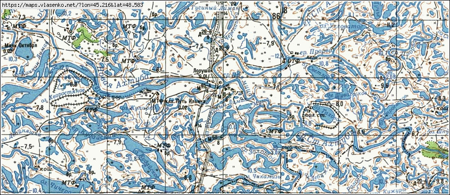 Карта ЛОПУШОК, Волгоградская область, Ленинский район