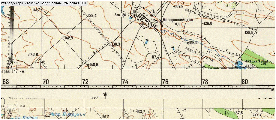 Карта НОВОРОССИЙСКОЕ, Волгоградская область, Ольховский район