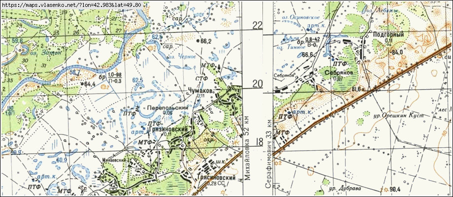 Карта ЧУМАКОВ, Волгоградская область, Серафимовичский район