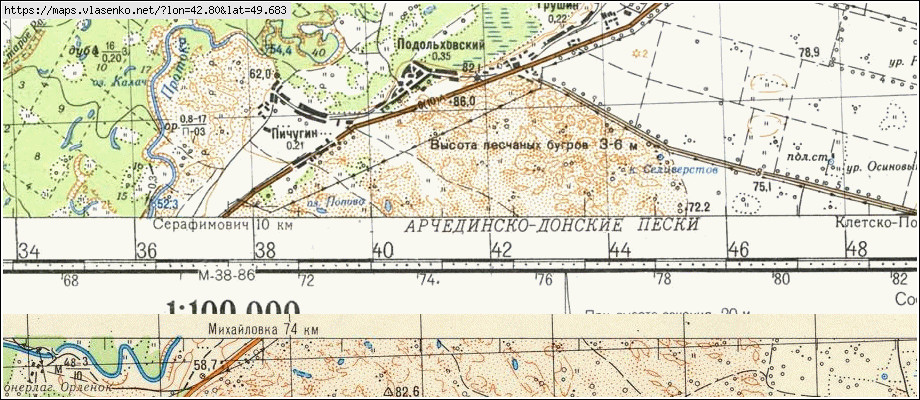 Карта ПОДОЛЬХОВСКИЙ, Волгоградская область, Серафимовичский район