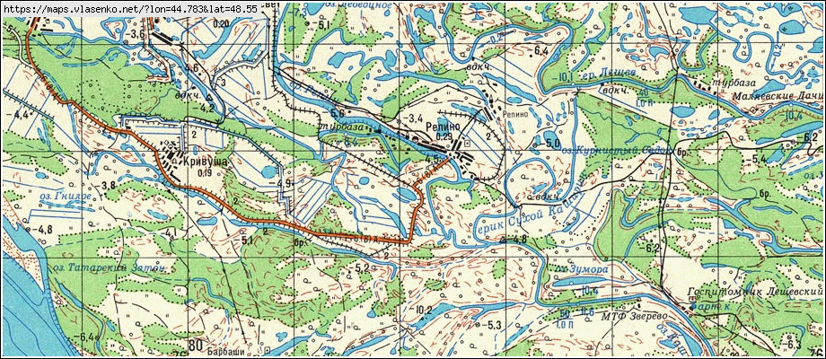 Карта ленинской поймы