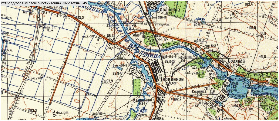Карта ЧЕРВЛЕНОЕ, Волгоградская область, Светлоярский район