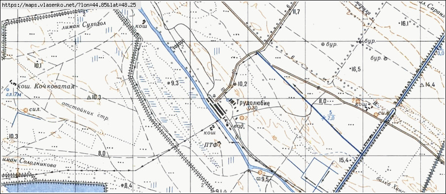 Карта ТРУДОЛЮБИЕ, Волгоградская область, Светлоярский район