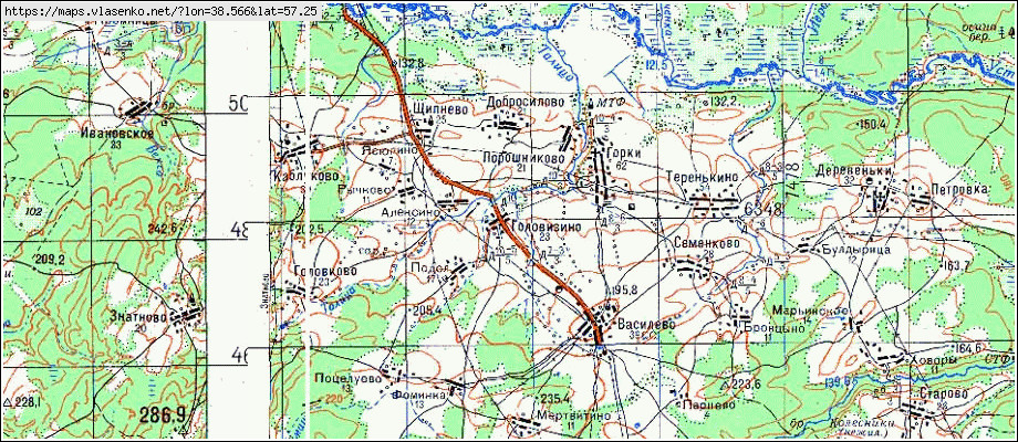 Топографическая карта угличского района