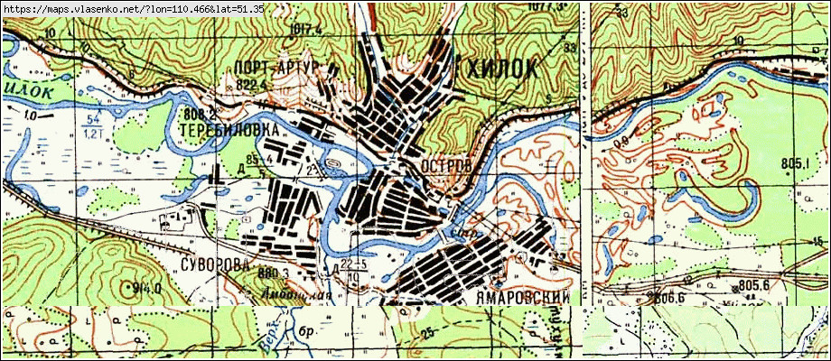 Топографическая карта хилокского района забайкальского края