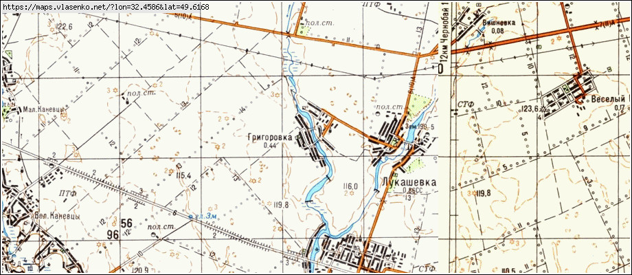 Карта ГРИГОРІВКА, Черкаська область, Чорнобаївський район