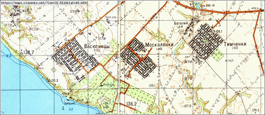 Карта МОСКАЛЕНКИ, Черкаська область, Чорнобаївський район