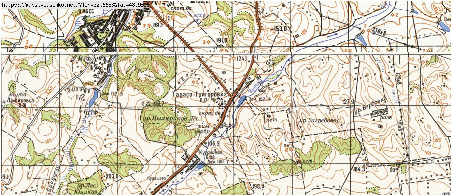Карта ТАРАСО-ГРИГОРІВКА, Черкаська область, Чигиринський район