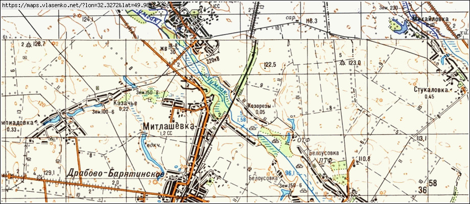 Карта КОЗОРІЗИ, Черкаська область, Драбівський район