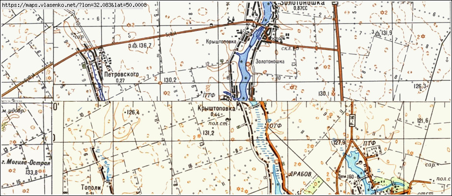 Карта КРИШТОПІВКА, Черкаська область, Драбівський район