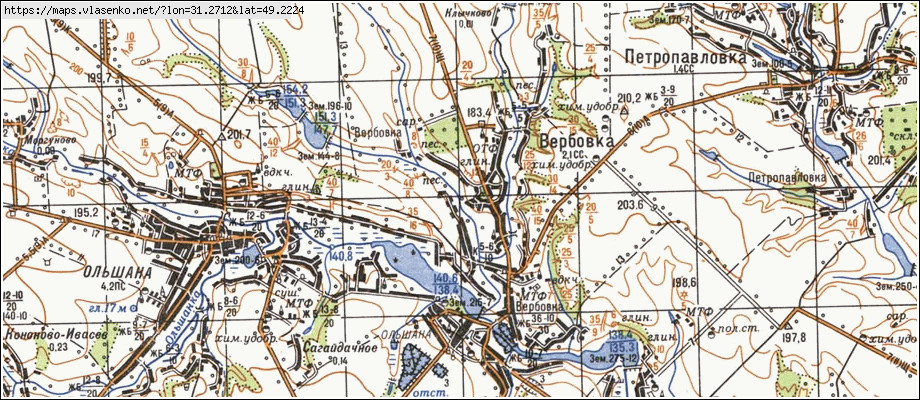 Карта ВЕРБІВКА, Черкаська область, Городищенський район
