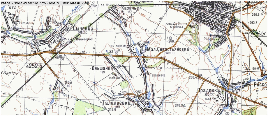 Карта МАЛА СЕВАСТЯНІВКА, Черкаська область, Христинівський район