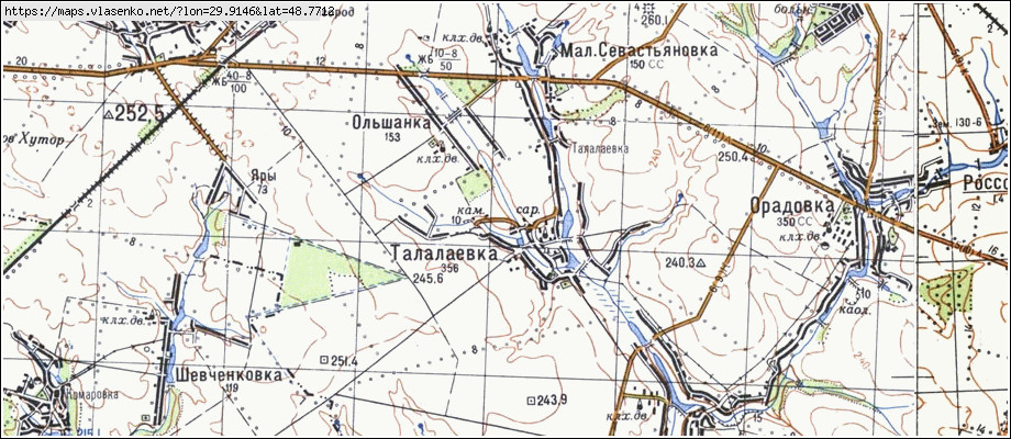 Карта ТАЛАЛАЇВКА, Черкаська область, Христинівський район
