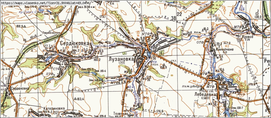 Карта ЛУЗАНІВКА, Черкаська область, Кам'янський район