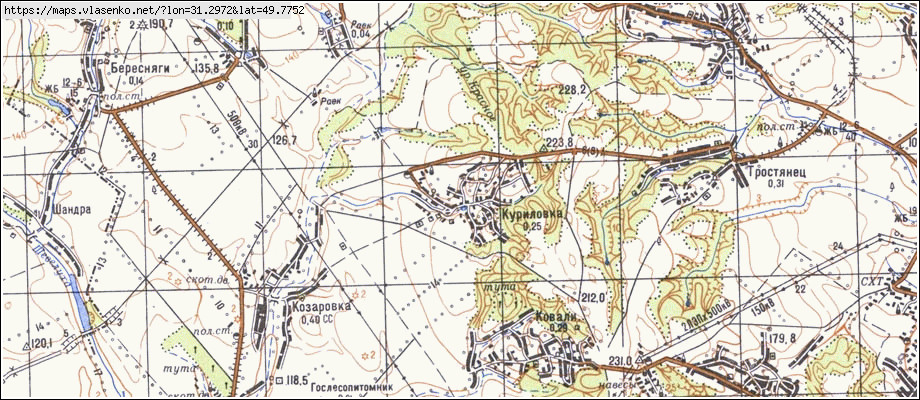 Карта КУРИЛІВКА, Черкаська область, Канівський район