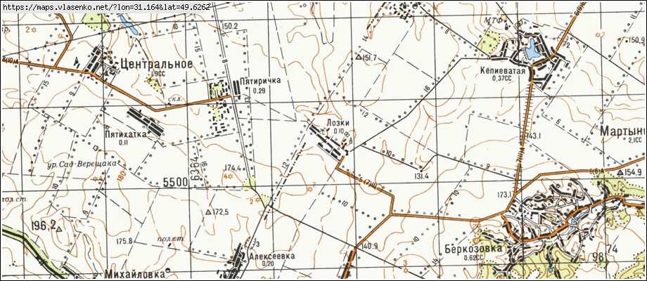 Карта ЛІЗКИ, Черкаська область, Канівський район