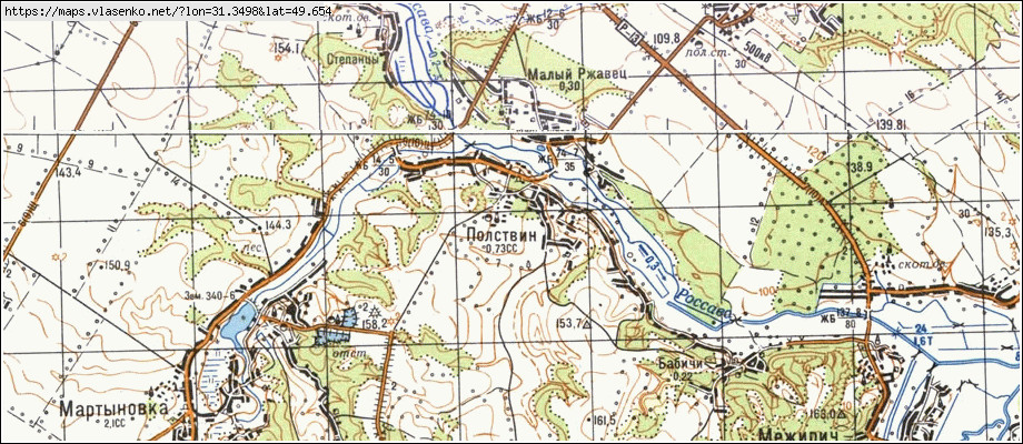 Карта ПОЛСТВИН, Черкаська область, Канівський район