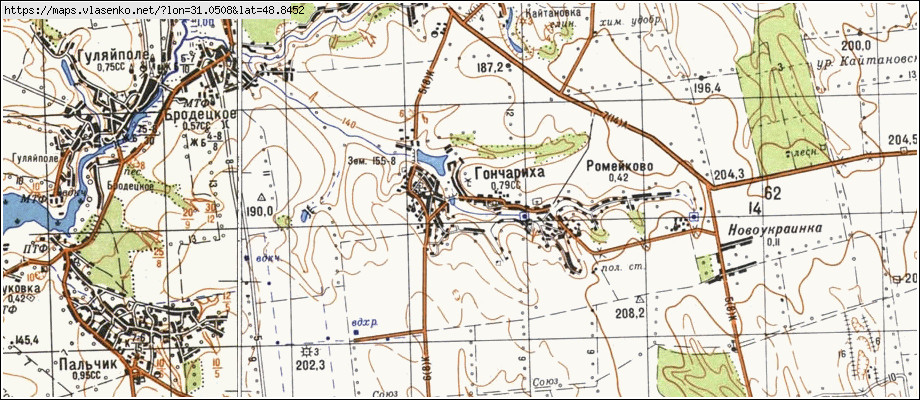 Карта ГОНЧАРИХА, Черкаська область, Катеринопільський район