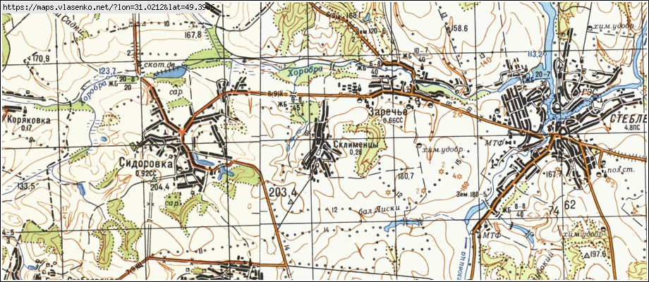 Карта СКЛИМЕНЦІ, Черкаська область, Корсунь-шевченківський район