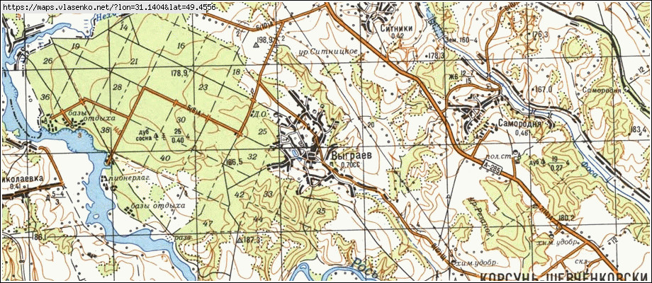 Карта ВИГРАЇВ, Черкаська область, Корсунь-шевченківський район