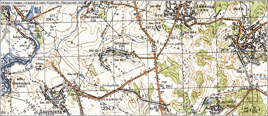 Карта ЧЕСНІВКА, Черкаська область, Лисянський район