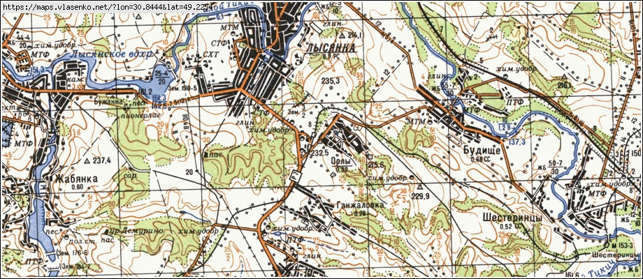 Карта ОРЛИ, Черкаська область, Лисянський район
