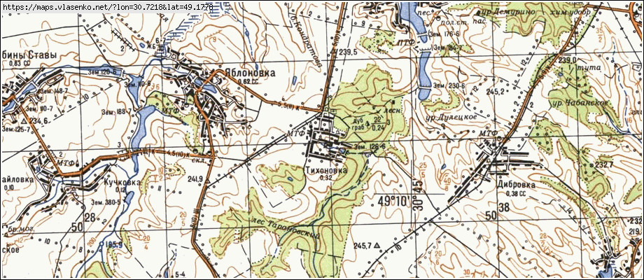 Карта ТИХОНІВКА, Черкаська область, Лисянський район