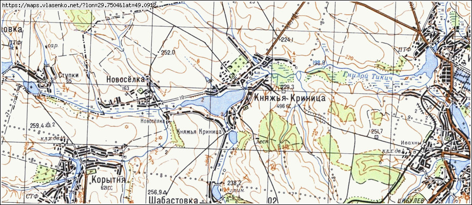 Карта КНЯЖА КРИНИЦЯ, Черкаська область, Монастирищенський район