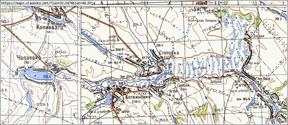 Карта СТЕПІВКА, Черкаська область, Монастирищенський район