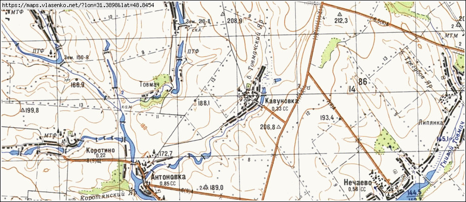 Карта КАВУНІВКА, Черкаська область, Шполянський район