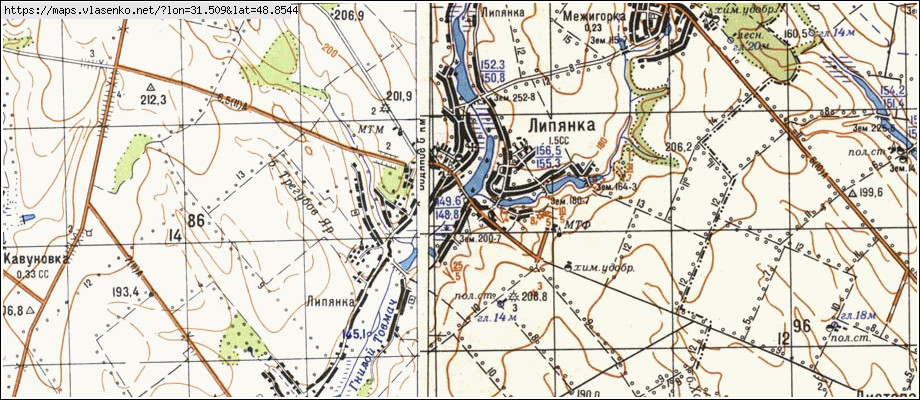 Карта ЛИП'ЯНКА, Черкаська область, Шполянський район
