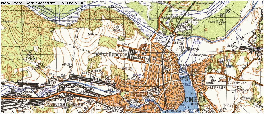 Карта ПЛОСКЕ, Черкаська область, Смілянський район