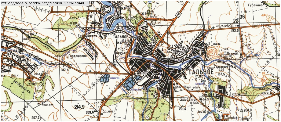 Карта ТАЛЬНЕ, Черкаська область, Тальнівський район