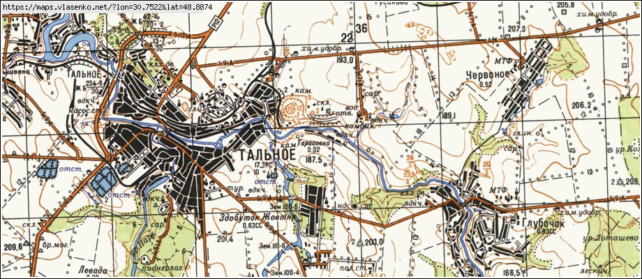 Карта ТАРАСІВКА, Черкаська область, Тальнівський район